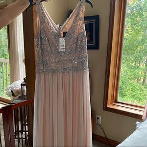Adrianna Papell long pink beaded gown